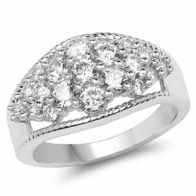 BridalMe 2.42CTW White Cubic Zirconia .925 Sterling Silver Cluster Ring