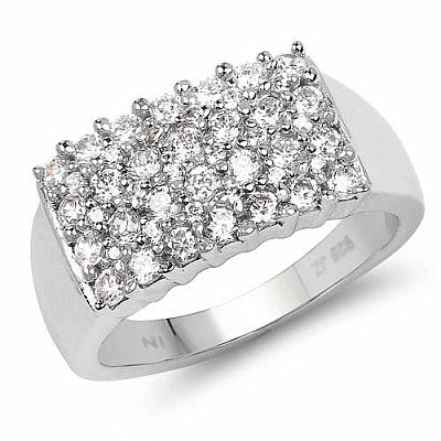 BridalMe 1.86CTW White Cubic Zirconia .925 Sterling Silver Cluster Ring