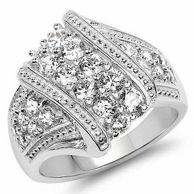 BridalMe 2.19CTW White Cubic Zirconia .925 Sterling Silver Cluster Ring