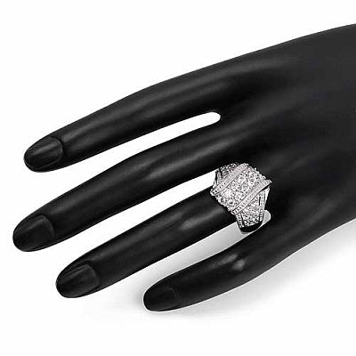 BridalMe 2.19CTW White Cubic Zirconia .925 Sterling Silver Cluster Ring