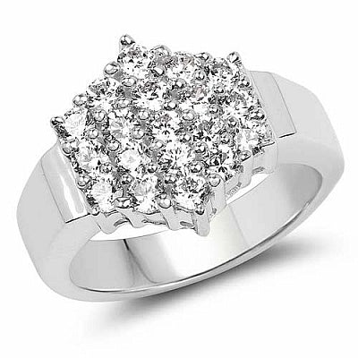BridalMe 2.66CTW White Cubic Zirconia .925 Sterling Silver Cluster Ring