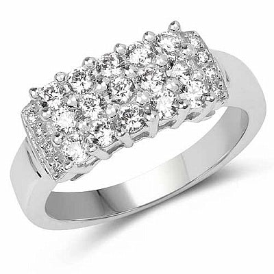 BridalMe 2.10CTW White Cubic Zirconia .925 Sterling Silver Cluster Ring