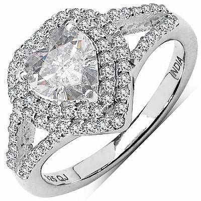 BridalMe 2.11CTW White Cubic Zirconia .925 Sterling Silver Heart Shape Ring