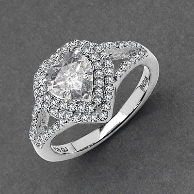BridalMe 2.11CTW White Cubic Zirconia .925 Sterling Silver Heart Shape Ring