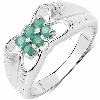 0.36CTW Genuine Emerald .925 Sterling Silver Ring