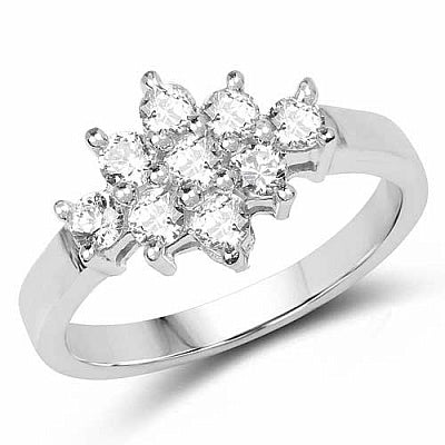 BridalMe 0.99CTW White Cubic Zirconia .925 Sterling Silver Cluster Ring