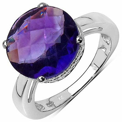 5.43CTW Genuine Amethyst .925 Sterling Silver Ring