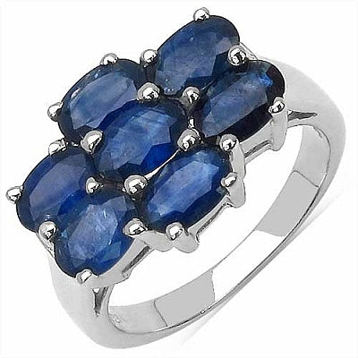 4.55CTW Genuine Blue Sapphire .925 Sterling Silver Ring
