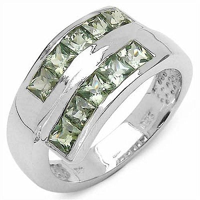1.80CTW Genuine Green Sapphire .925 Sterling Silver Ring