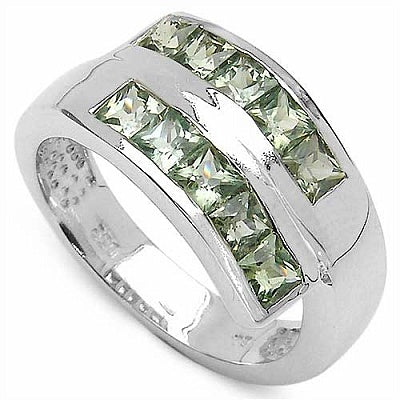 1.80CTW Genuine Green Sapphire .925 Sterling Silver Ring
