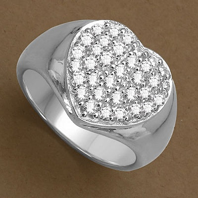 BridalMe 1.19CTW White Cubic Zirconia .925 Sterling Silver Heart Shape Cluster Ring