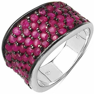 3.05CTW Genuine Ruby .925 Sterling Silver Cluster Ring