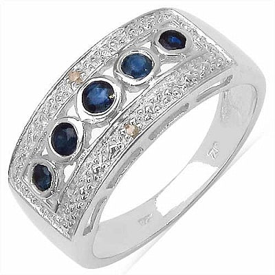 0.34CTW Genuine Blue Sapphire .925 Sterling Silver Ring