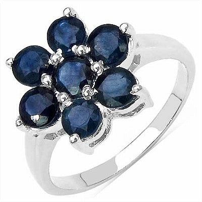 2.45CTW Genuine Blue Sapphire .925 Sterling Silver Ring