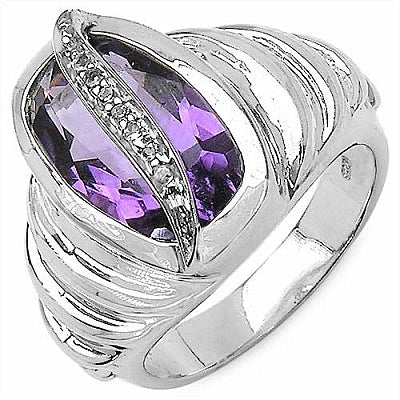 4.79CTW Amethyst & White Topaz .925 Sterling Silver Ring
