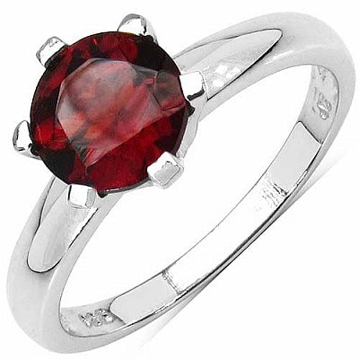 1.60CTW Genuine Garnet .925 Sterling Silver Solitaire Ring