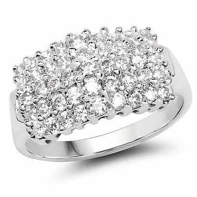 BridalMe 1.94CTW White Cubic Zirconia .925 Sterling Silver Cluster Ring
