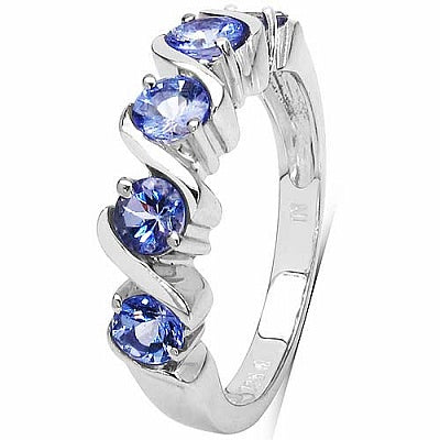 1.15CTW Genuine Tanzanite .925 Sterling Silver 5 Stone Ring