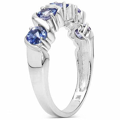 1.15CTW Genuine Tanzanite .925 Sterling Silver 5 Stone Ring