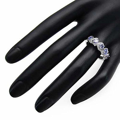 1.15CTW Genuine Tanzanite .925 Sterling Silver 5 Stone Ring