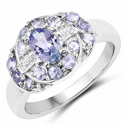 0.86CTW Genuine Tanzanite .925 Sterling Silver Ring