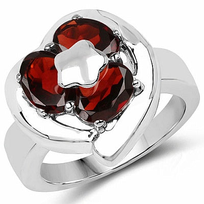 3.00CTW Genuine Garnet .925 Sterling Silver Ring