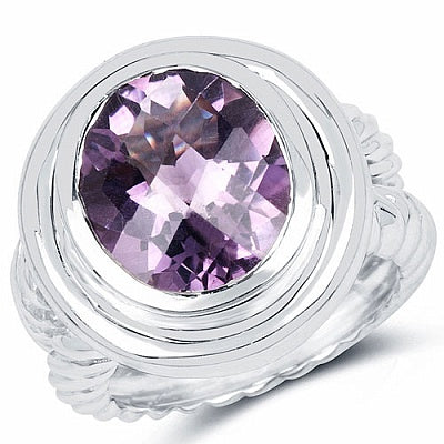 6.92CTW Genuine Amethyst .925 Sterling Silver Ring