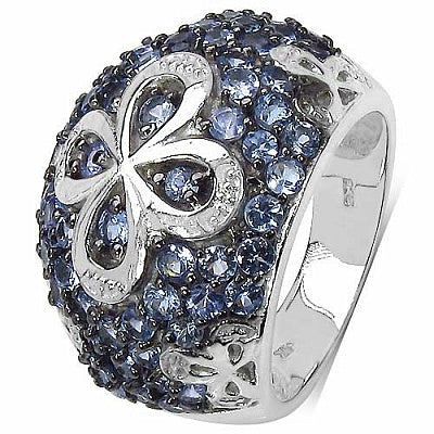 2.26CTW Genuine Tanzanite .925 Sterling Silver Ring