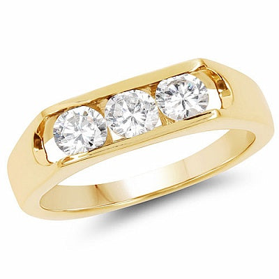 1.70CTW Genuine White Cubic Zircon .925 Sterling Silver Gold Plating Ring