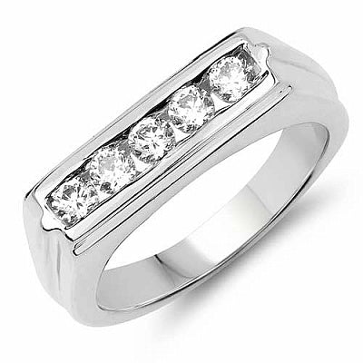 BridalMe 0.55CTW White Cubic Zirconia .925 Sterling Silver 5 Stone Ring