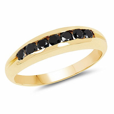 0.35CTW Genuine Black Diamond .925 Sterling Silver Gold Plated Men's Ring
