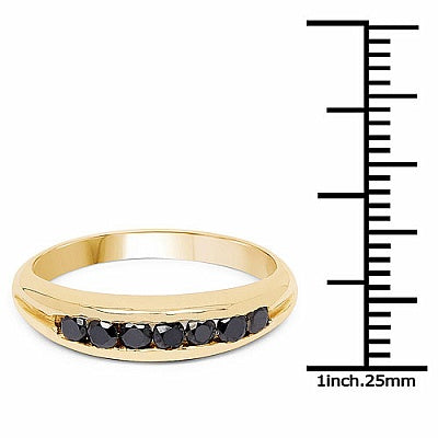 0.35CTW Genuine Black Diamond .925 Sterling Silver Gold Plated Men's Ring