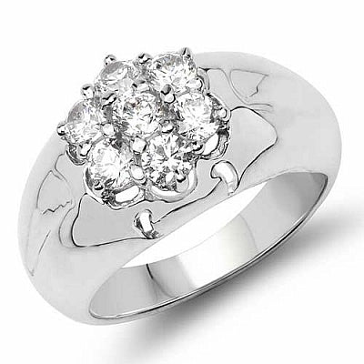 BridalMe 1.82CTW White Cubic Zirconia .925 Sterling Silver Cluster Ring