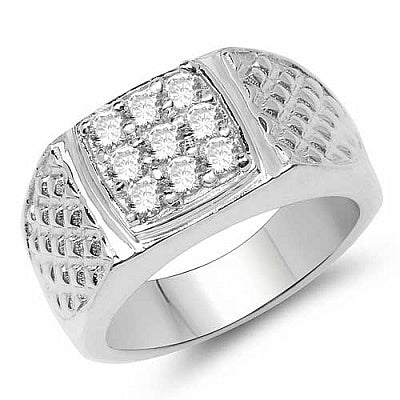 BridalMe 0.99CTW White Cubic Zirconia .925 Sterling Silver Cluster Ring