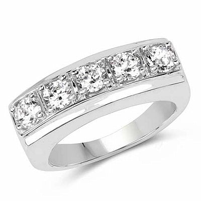 BridalMe 2.20CTW White Cubic Zirconia .925 Sterling Silver 5 Stone Ring