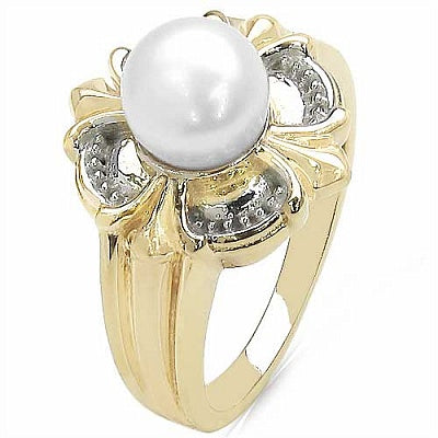 2.63CTW Genuine Pearl .925 Sterling Silver Gold Plating Ring