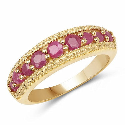 1.00CTW Genuine Ruby 14K Yellow Gold Plated .925 Sterling Silver Ring