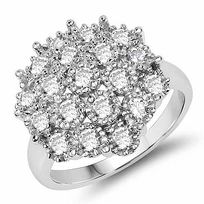 BridalMe 2.66CTW White Cubic Zirconia .925 Sterling Silver Cluster Ring