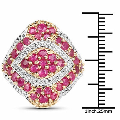 2.52CTW Genuine Ruby 14K Yellow Gold Plated .925 Sterling Silver Ring