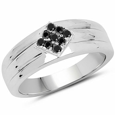0.14CTW Genuine Black Diamond .925 Sterling Silver Ring