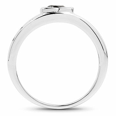 0.59CTW Genuine Black Diamond .925 Sterling Silver Ring