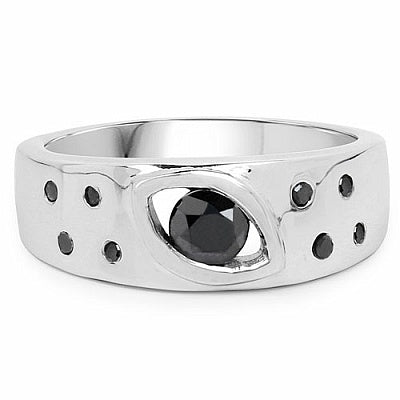 0.59CTW Genuine Black Diamond .925 Sterling Silver Ring