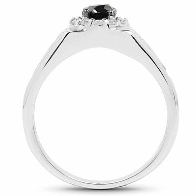 0.75CTW Genuine Black Diamond & White Diamond .925 Sterling Silver Ring