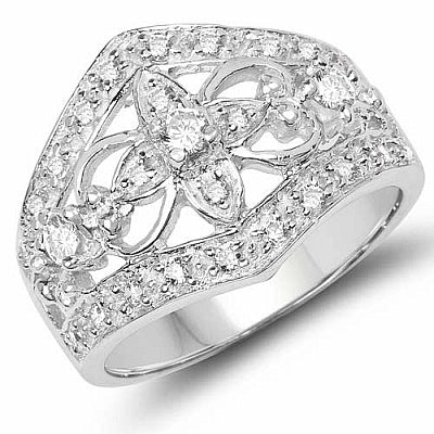 BridalMe 0.90CTW White Cubic Zirconia .925 Sterling Silver Ring