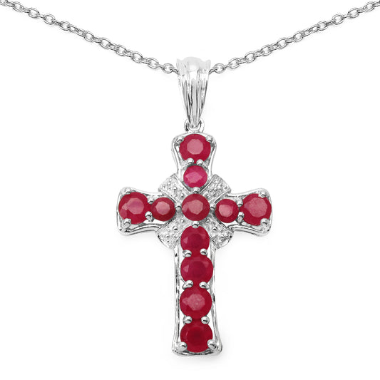 Glass Filled Ruby Sterling Silver Pendant