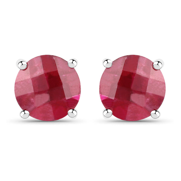 Dyed Ruby Sterling Silver Stud Earrings