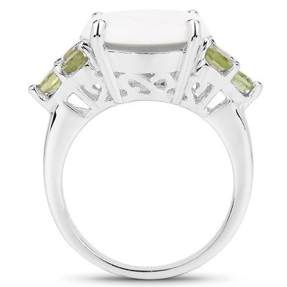 Genuine Opal and Peridot Sterling Silver Cocktail Ring