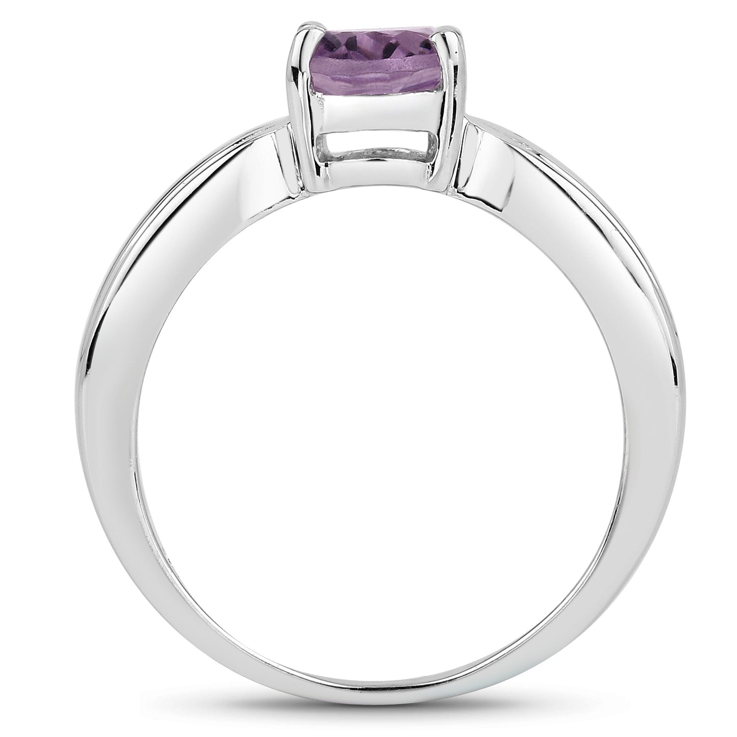 Genuine Amethyst Oval Sterling Silver Ring