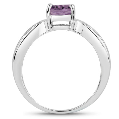 Genuine Amethyst Oval Sterling Silver Ring