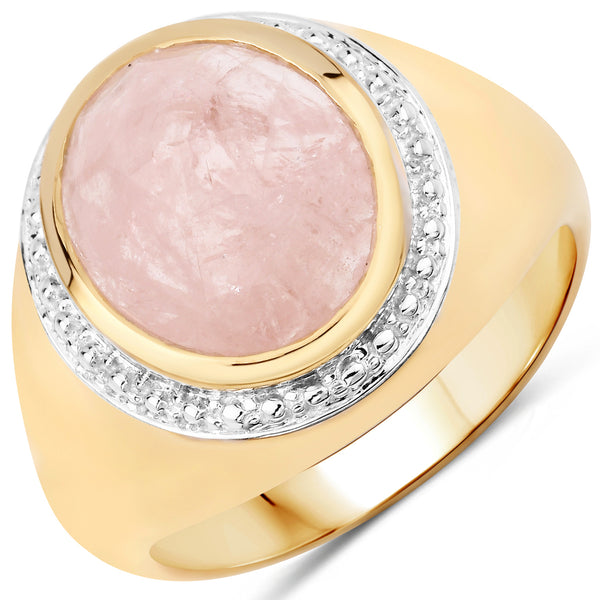 Genuine 14K Yellow Gold Plated Plated Morganite Sterling Silver Ring